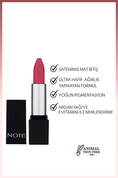 NOTE Mattever Lipstick Yarı Mat Saten Bitişli Ruj 14 Dear Cherry - Pembe
