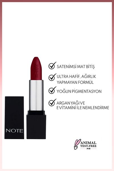 NOTE Mattever Lipstick Semi Matte Satin Finished Lipstick 18 Heartbeat Red - Red Brown