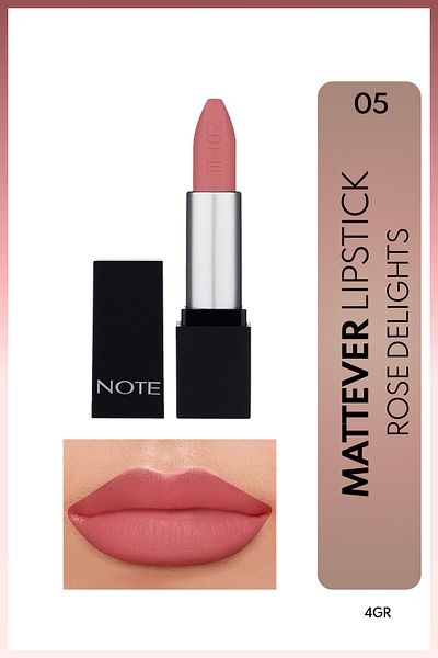 NOTE Mattever Lipstick Semi Matte Satin Finished Lipstick 05 Rose Delights - Pink