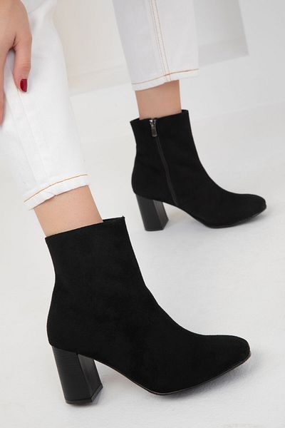 SOHO Ghete de damă din piele intoarsa neagra - 19749 Model Bootie