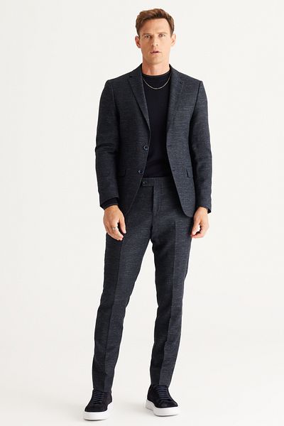 ALTINYILDIZ CLASSICS Slim Fit Slim Fit Mono Collar Woolen Patterned Suit