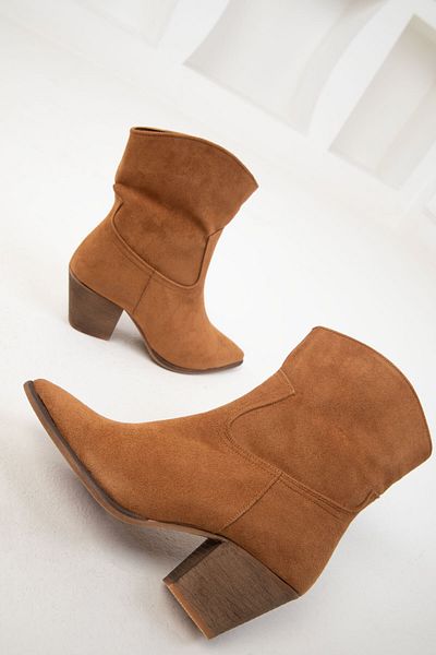 SOHO Tan Suede Γυναικείες Μπότες - 19887 Model Bootie