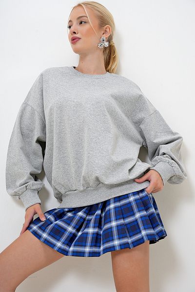 VAGGON Graues Oversize-Sweatshirt mit Rundhalsausschnitt für Damen – PRM1046
