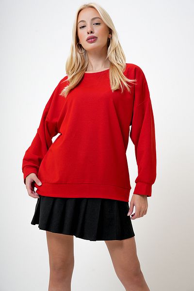 VAGGON Rotes Basic-Sweatshirt mit Rundhalsausschnitt für Damen Prm1096
