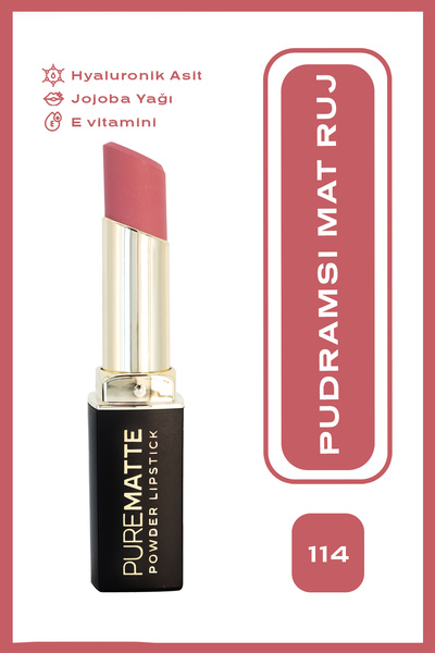 Golden Rose Pure Matte Powder Lipstick No: 114 - Nemlendirici Pudramsı Mat Ruj