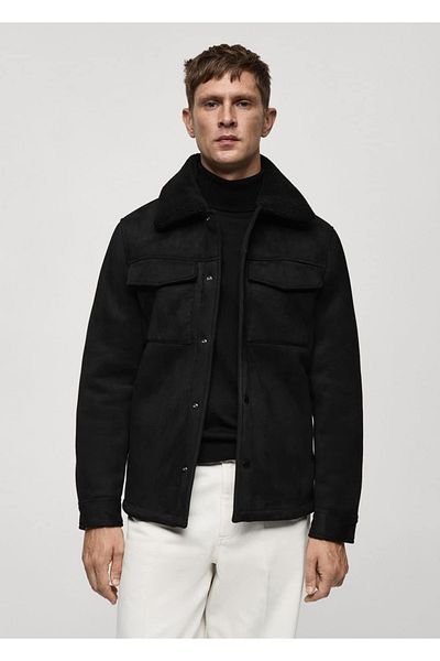 MANGO Man Jacke in Wildlederoptik mit Fell