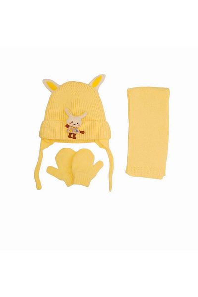 Kitti Girl's Fleece Inside - 0-18 Months Set of 3 Kitty Scarf Beanie Gloves
