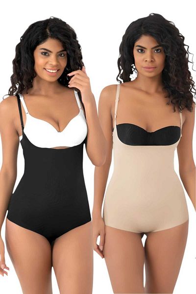 Uniquetrenders Women's Laser Cut Slimming and Lifting Underbust Strap Body Corset Set of 2