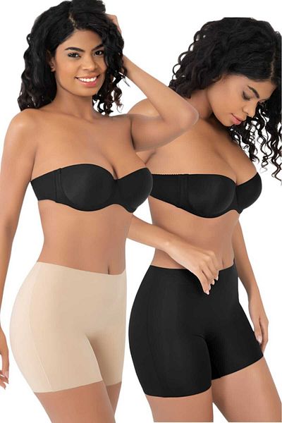 Uniquetrenders Women's Laser Cut Slimming and Lifting High Waist Boxer Corset Set of 2