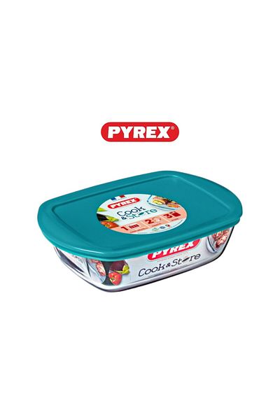Pyrex Cook & Store Rectangular Roaster with Lid - 1.2L Capacity for Versatile Cooking and Storing
