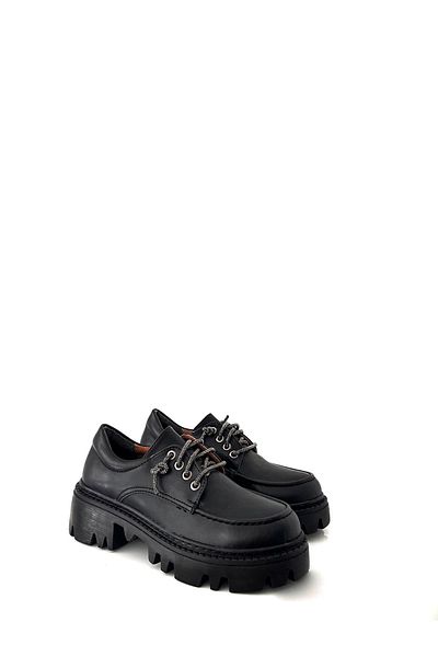 Saracshoes Women's Loafer Lace-up Black Kamara
