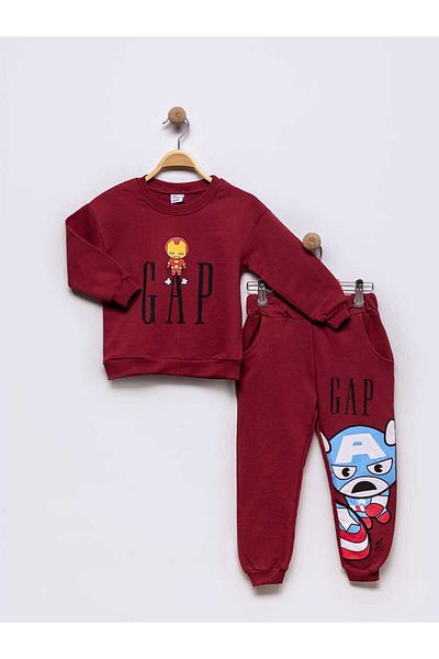 minikiss Marvel 3-Piece Printed Front Back Leg Printed 2 Thread Combed 100% Cotton Boys' Top and Bottom Set