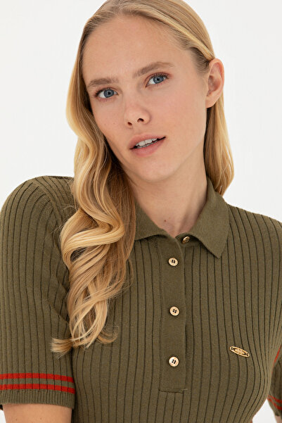 U.S. Polo Assn. Kadın Haki Triko Elbise 50269483-VR027