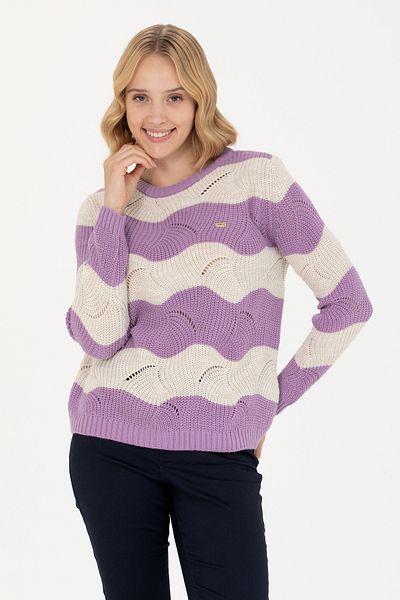 U.S. Polo Assn. Pulover de damă liliac cu gât crew 50272043 -VR034