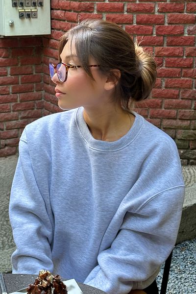 COMBİNE MİCHAİL Soft Oversize Sweatshirt - Thick Raised, Crew Neck, Grimelange