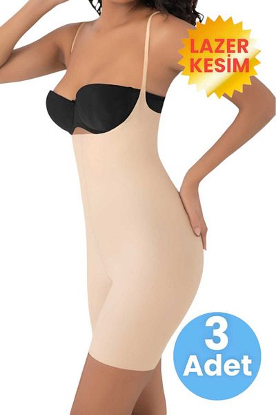 Uniquetrenders Women's Laser Cut Slimming and Gathering Full Length Strap Corset Set of 3