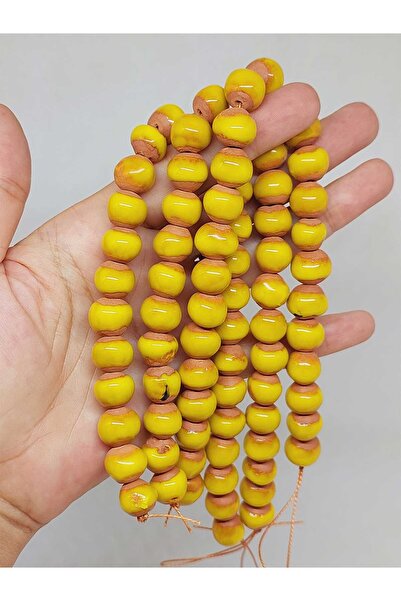 Yasamtohumu Žute glazirane keramičke perle na nizu 10-12mm/23cm (54124)
