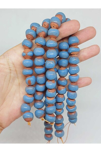 Yasamtohumu Mavi Renk Sırlı Seramik Boncuk Dizi 10-12mm/24cm (54128)