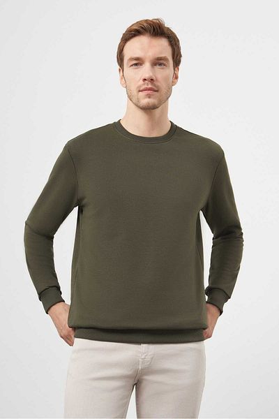 Morven Ανδρικό φούτερ με λαιμόκοψη Khaki Basic Crew