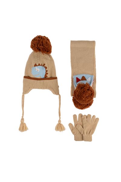 Kitti Set de 3 mănuși pentru bebeluși și copii de 1-4 ani, cu accesoriu, eșarfă din lână