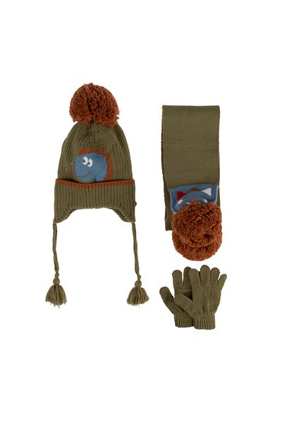 Kitti 1-4 Years Baby Boy & Child Accessory Fleece Inside Scarf Beanie Gloves Set of 3