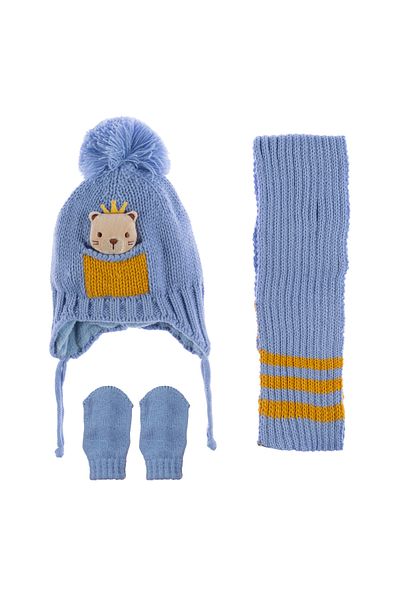 Kitti 0-18 Months Baby Boy & Child Accessory Fleece Inside Scarf Beanie Gloves Set of 3