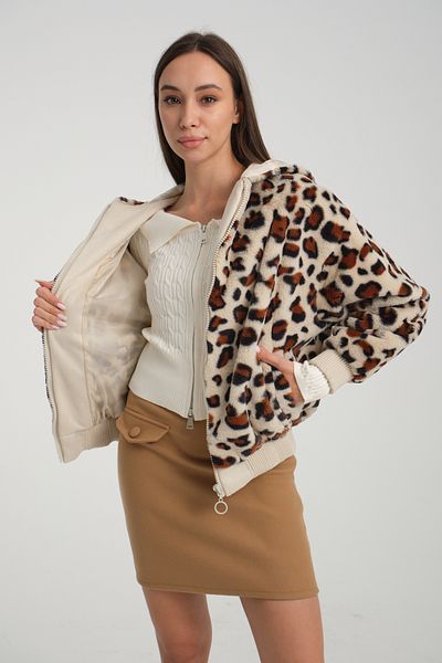 jöns since 1997 Women's Hooded Leopard Pattern Plush Fur Coat