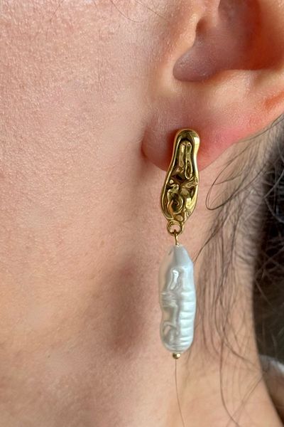 Beca Atelier 316L Steel Hanging Pearls Earrings