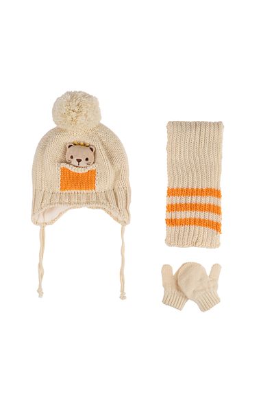 Kitti 0-18 Months Baby Boy & Child Accessory Fleece Inside Scarf Beanie Gloves Set of 3