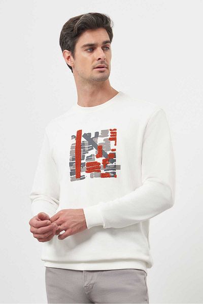 Morven Ανδρικό φούτερ White Trend Crew Neck