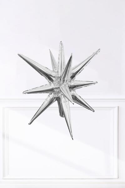 PEKSHOP Gümüş Kutup Yıldızı Folyo Balon Tek Parça Büyük Kutup Yıldız Balon 27inç 70cm