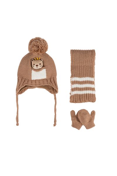 Kitti 0-18 Months Baby Boy & Child Accessory Fleece Inside Scarf Beanie Gloves Set of 3