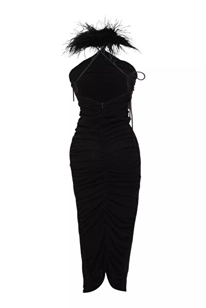 Keikei Siyah triko kolsuz uzun elbise