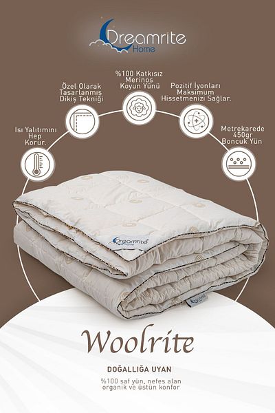 Dreamrite Home Woolrite Merino Beads Wool Quilt 195X215Cm Double