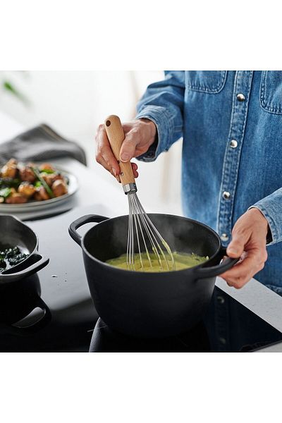 IKEA Vardagen Stainless Steel Beater, Handle Made of Beech, 30 cm