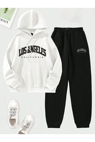 BukuriCO Los Angeles Printed Unisex Sports Set - Hooded, Winter Hoodie