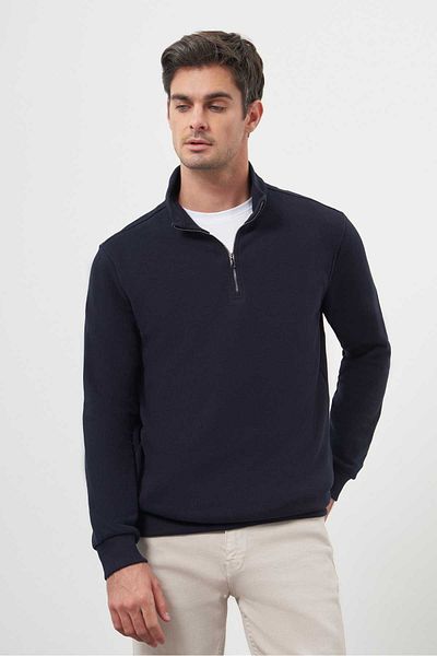 Morven Ανδρικό μπλουζάκι με όρθιο γιακά Navy Blue Trend
