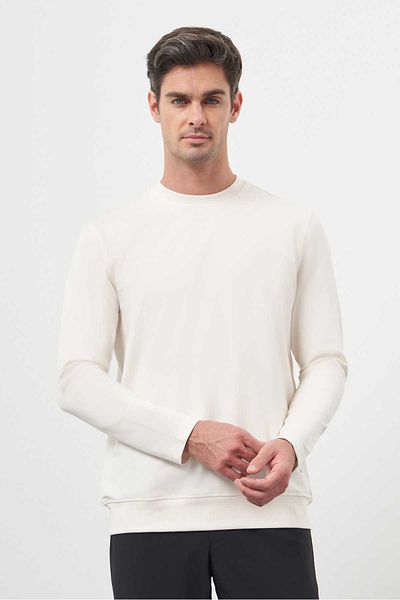 Morven Ανδρικό κρεμ μπλουζάκι Basic Dynamic Fit Crew Neck Sweet