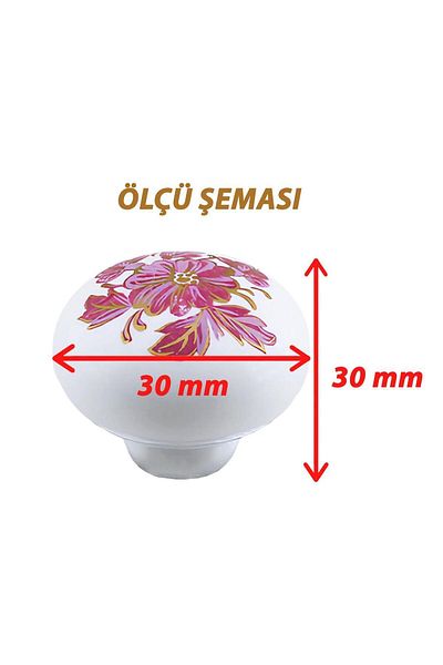 GLASWEN 8 Pieces Pink White Hydrangea Flower Patterned Polymer Button Handle Mushroom Furniture Kitchen Cabinet Drawer Kul