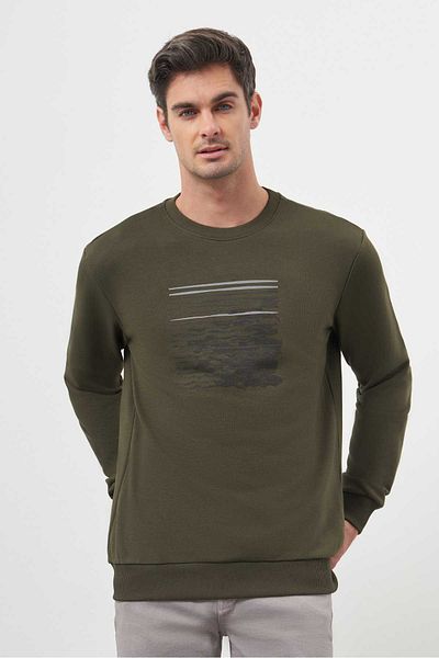 Morven Ανδρικό φούτερ με λαιμόκοψη Khaki Trend