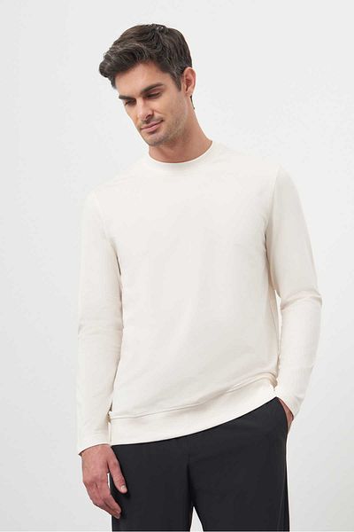 Morven Ανδρικό κρεμ μπλουζάκι Basic Dynamic Fit Crew Neck Sweet