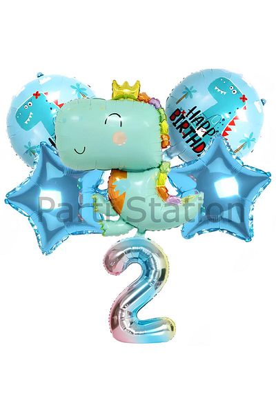 Parti Station Cute Dinosaur Concept 1 Year Old Balloon Set Jurassic Dinosaur Theme Birthday Foil Balloon Set