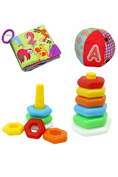 ByCaretta Renkli Altıgen Halkalar Hışırtılı Ilk Kitabım Çıngıraklı Top Eğitic...