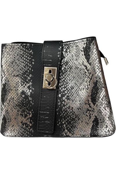 Matthew Cox T749 Black Pearlescent Snake Women's Hand and Shoulder Bag