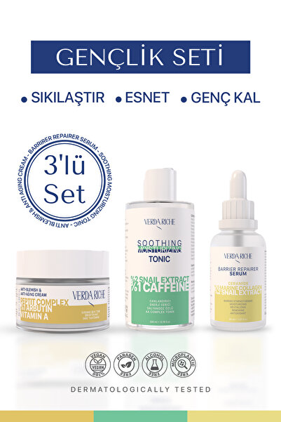 Yaşlanma Karşıtı Cilt Bakım Seti – Anti-Aging, Yatıştırıcı, Bariyer Onarıcı