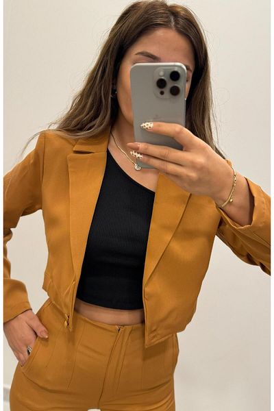 Daves Σετ μπουφάν Tan Trousers Crop