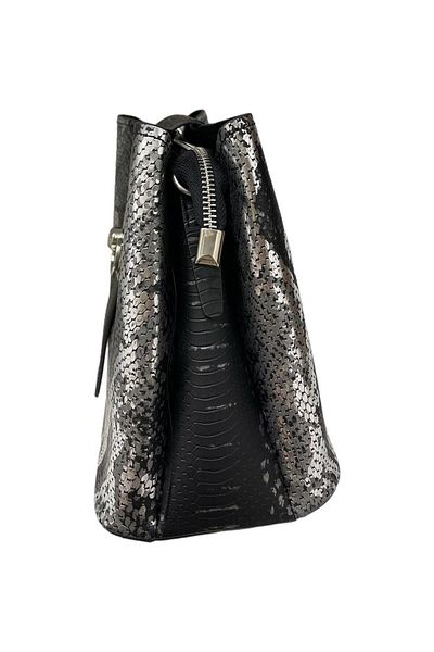 Matthew Cox T749 Black Pearlescent Snake Women's Hand and Shoulder Bag