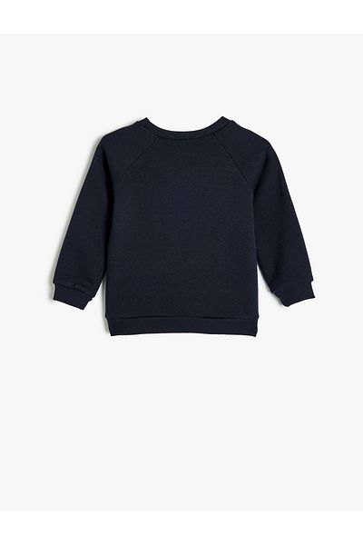 Koton Teddy Bear Printed Long Sleeve Sweatshirt - Crew Neck
