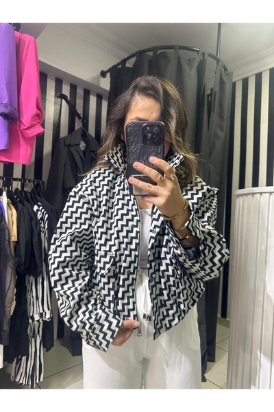 neslihansarıca jachetă din stofă cu model zebră