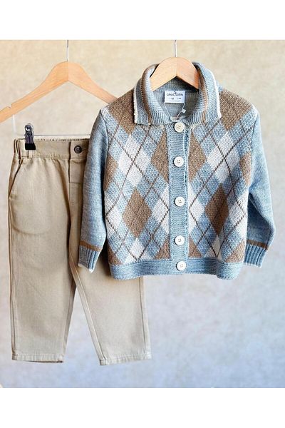 Butik Knitwear Cardigan and Canvas Pants Set